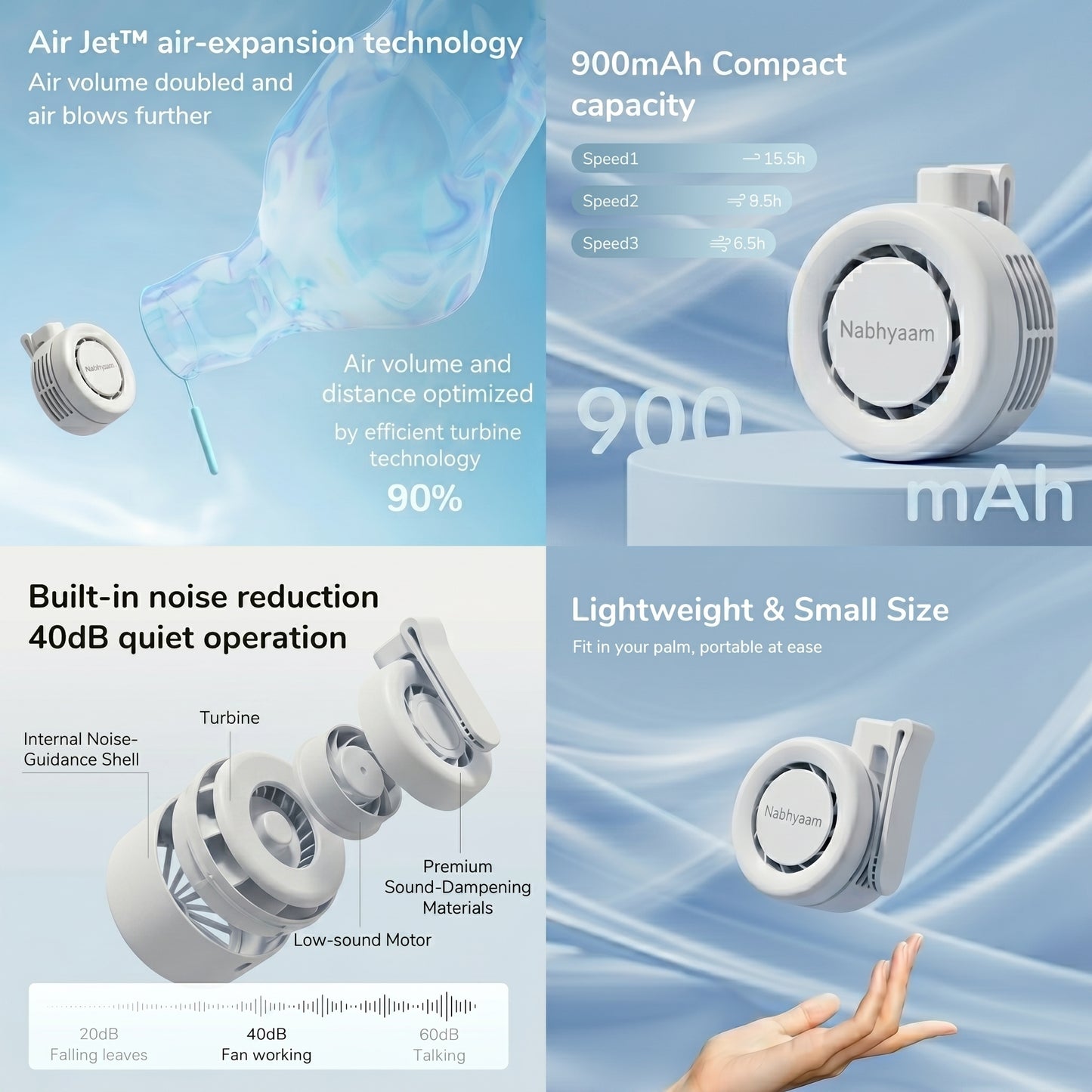 Nabhyaam™ Portable Ultra Quiet Mini Bladeless Fan